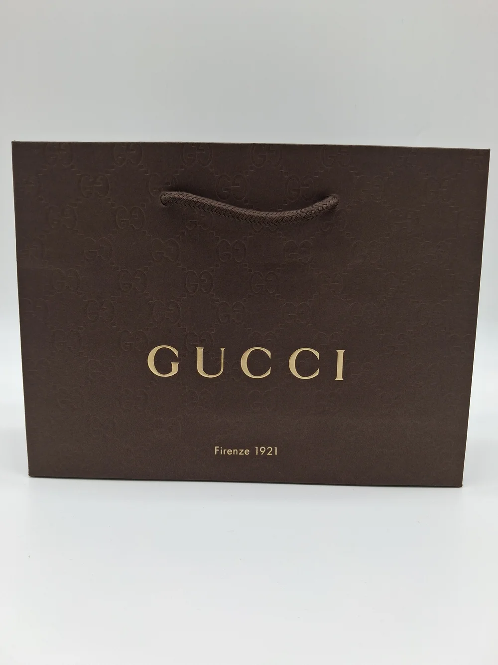GUCCI Firenze 1921 GG Monogram Brown Gold Gift Shopping Bag Sealed Pristine